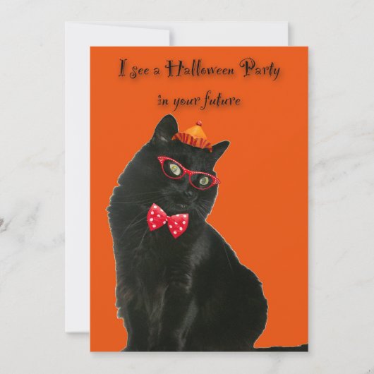 ブラックキャットハローウィンパーティ招待状 招待状 (正面)