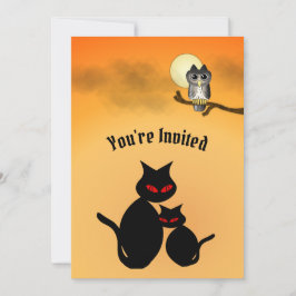ブラックキャットハローウィンパーティ招待状 招待状