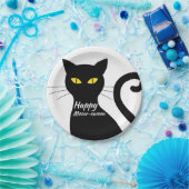 ブラックキャットハローウィンパーティ ペーパープレート (パーティー)