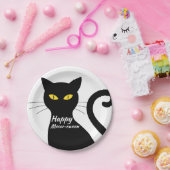 ブラックキャットハローウィンパーティ ペーパープレート (パーティー)