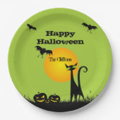 ブラックキャットハローウィンパーティ ペーパープレート (正面)