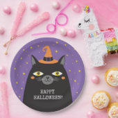 ブラックキャットハローウィンパーティ ペーパープレート (パーティー)