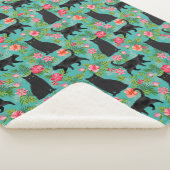 ブラックキャットハワイアンプリント シェルパブランケット (3/4)