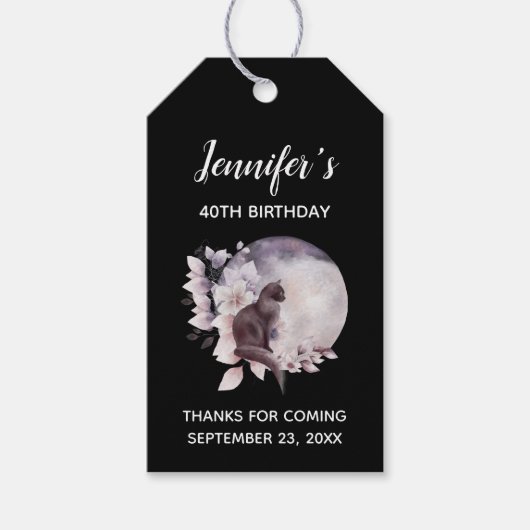 ブラックキャットバイザマジカルフルムーン誕生日 ギフトタグ (正面)