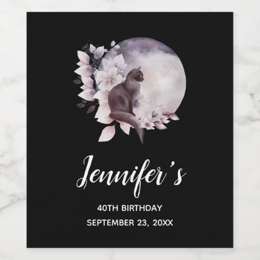 ブラックキャットバイザマジカルフルムーン誕生日 ワインラベル (シングルラベル)