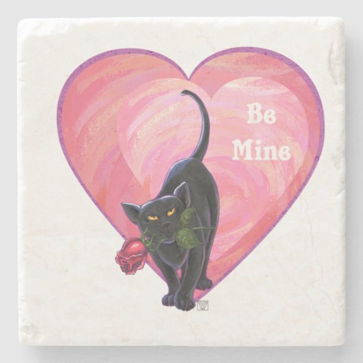 ブラックキャットバレンタインデー ストーンコースター (正面)