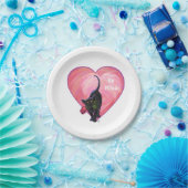 ブラックキャットバレンタインデー ペーパープレート (パーティー)