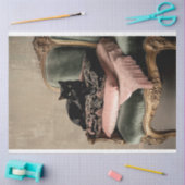 ブラックキャットバロックヴィンテージチェアピンク&グリーン 薄葉紙 (クラフト)