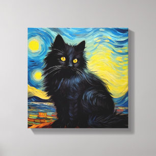 「ブラックキャットバンゴッホスカイ キャンバスプリント