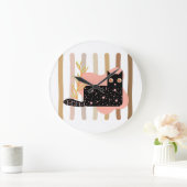 ブラックキャットパステル魅力的ウォールクロック ラージ壁時計 (ホーム)