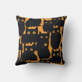 ブラックキャットパターンイエローハロウィーンデコール クッション (裏面)