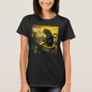 ブラックキャットピアニストおもしろいンコーンオンザコブ Tシャツ