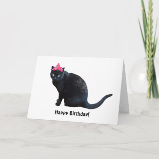 ブラックキャットピンククラウン誕生日カード カード