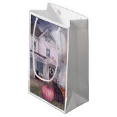 ブラックキャットピンクパンプキン&ハウス幽霊のよく出るハロウィーン スモールペーパーバッグ (正面アングル)