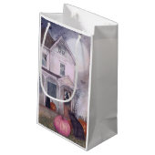 ブラックキャットピンクパンプキン&ハウス幽霊のよく出るハロウィーン スモールペーパーバッグ (裏面アングル)