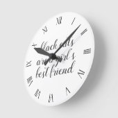 ブラックキャットフレンド最高の引用文ウォールクロック ラウンド壁時計 (傾斜)