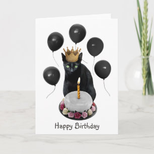 ブラックキャットブラックバルーンズ誕生日カード カード