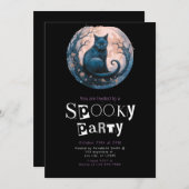 ブラックキャットブランチモダンミニマリストハロウィーン 招待状 (正面/裏面)
