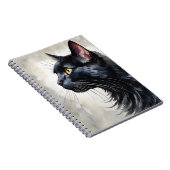 ブラックキャットプロファイルポーズの水彩ポートレート ノートブック (右側)