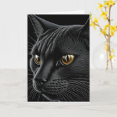 ブラックキャットプンハッピーバースデー カード (黄色い花)