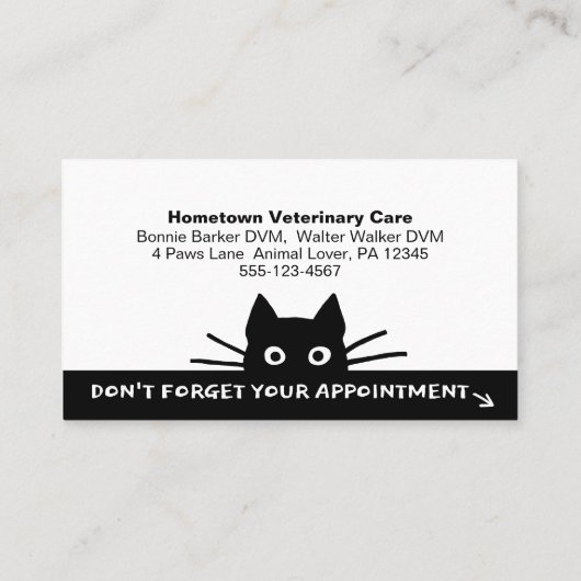 ブラックキャットペットケアアポイントメントリマインダおもしろいー 名刺 (裏面)