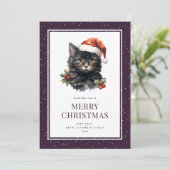 ブラックキャットホリーベリー雪メリークリスマスカード シーズンカード (スタンド正面)
