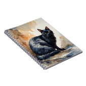 ブラックキャットポーズの水彩ポートレート ノートブック (右側)