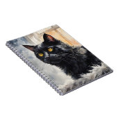 ブラックキャットポーズウィンドウの水彩ポートレート ノートブック (右側)