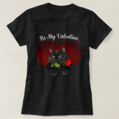 ブラックキャットマイバレンタインハート子猫子猫 Tシャツ (デザイン正面)