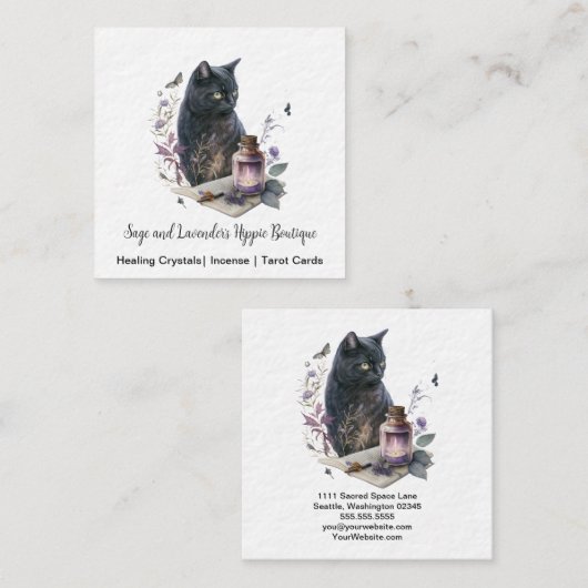 ブラックキャットマジックスクエアビジネスカード スクエア名刺 (正面/裏面)