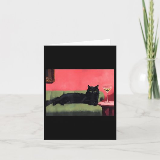 ブラックキャットマティーニアートプリント カード (正面)