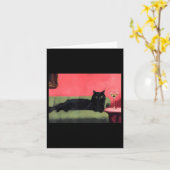 ブラックキャットマティーニアートプリント カード (黄色い花)