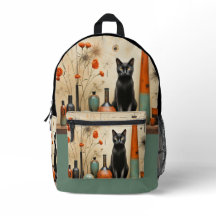 ブラックキャットミッドセンチュリーモダンターコイズブラックオレンジ