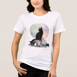 ブラックキャットムーンクリスタルアート トライブレンドTシャツ
