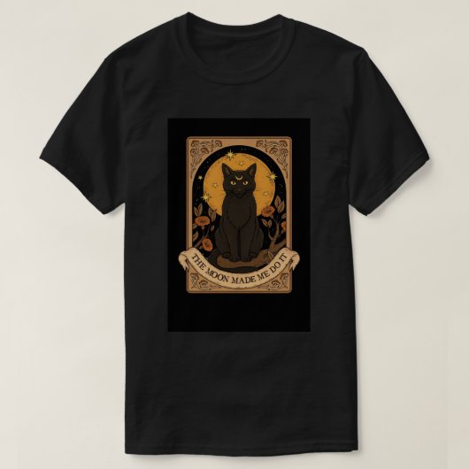 ブラックキャットムーンティーシャツ - The MoMen's ベーシックTシャツ Tシャツ (デザイン正面)