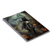 ブラックキャットライディングオートバイハロウィンホラー ノートブック (右側)