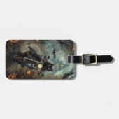 ブラックキャットライディングオートバイハロウィンホラー ラゲッジタグ (正面横)