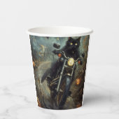 ブラックキャットライディングオートバイハロウィンホラー 紙コップ (裏面)