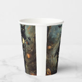 ブラックキャットライディングオートバイハロウィンホラー 紙コップ (右)