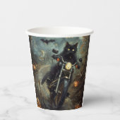 ブラックキャットライディングオートバイハロウィンホラー 紙コップ (正面)