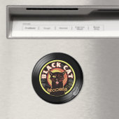 ブラックキャットレコード磁石 – レトロビニールジャズキャット マグネット (インサイチュ (食洗機))