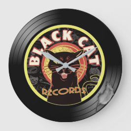 ブラックキャットレコード長時計 – レトロビニールジャズ ラージ壁時計