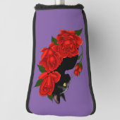 ブラックキャットレッドローゼパープル ゴルフヘッドカバー (回転90)