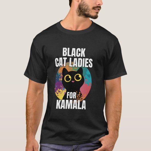 ブラックキャットレディースフォーおもしろいカマラキャット2024主宰 Tシャツ (正面)