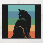 ブラックキャットレトロヴィンテージ スパークリングワインラベル (シングルラベル)