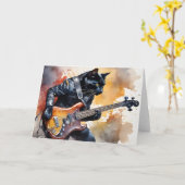 ブラックキャットロックスターレザージャケット遊ズギター カード (黄色い花)