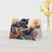 ブラックキャットロックスター遊ズのギターレザージャケット カード (黄色い花)