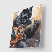 ブラックキャットロックスター遊ズのギターレザージャケット スクエア壁時計 (傾斜)