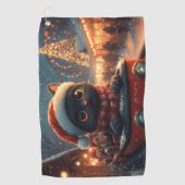 ブラックキャットローラーコースタークリスマス ゴルフタオル (正面)