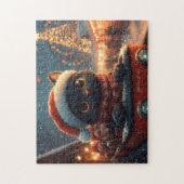 ブラックキャットローラーコースタークリスマス ジグソーパズル (縦)